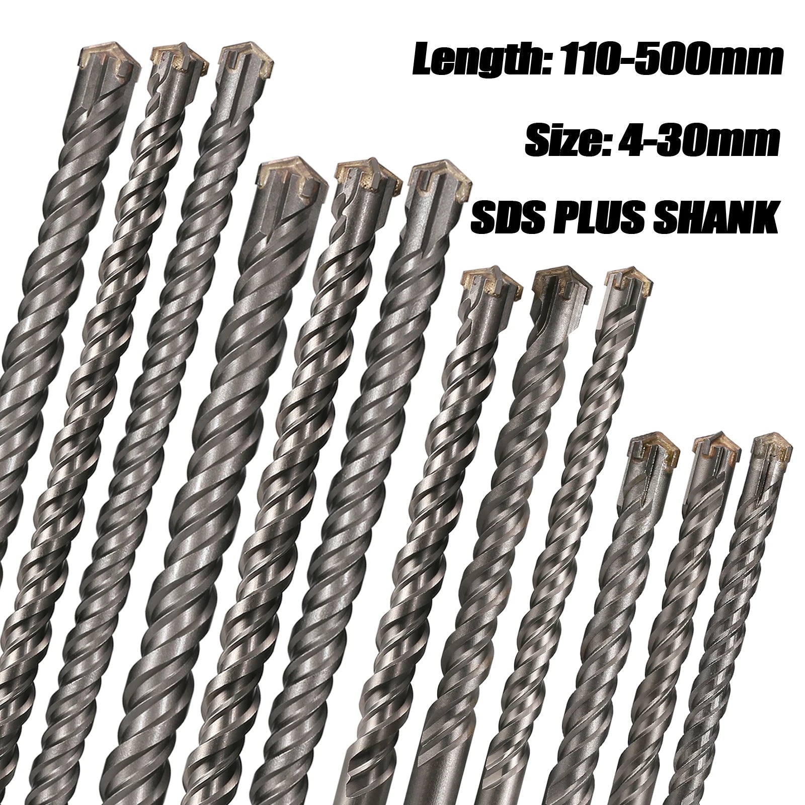 Foret à percussion électrique à croix allongée SDS Plus 110–500 mm, foret traversant pour mur en béton armé, en alliage dur, à quatre lames.