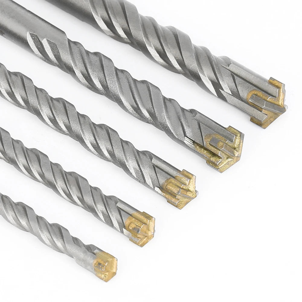 Jeu de forets SDS Plus 7 pièces, forets à béton 110 mm (diamètres 4, 5, 6, 7, 8, 10, 12 mm), forets pour perceuse à percussion avec 4 arêtes de coupe.