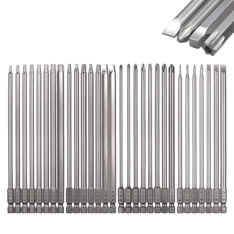 Set of magnetic screwdriver bits with aToolTour branding on a white background