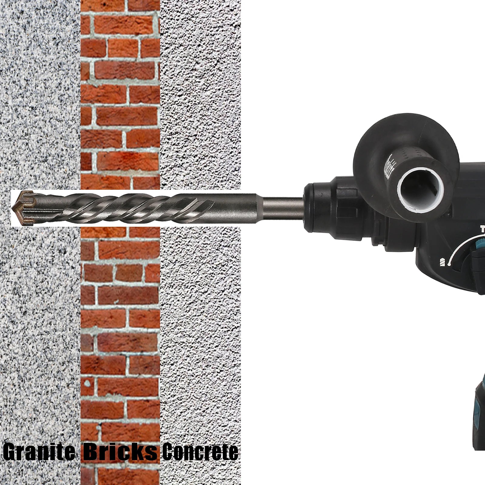 Foret à percussion électrique à croix allongée SDS Plus 110–500 mm, foret traversant pour mur en béton armé, en alliage dur, à quatre lames.